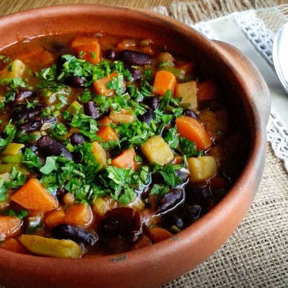Cazuela de batatas y porotos colorados